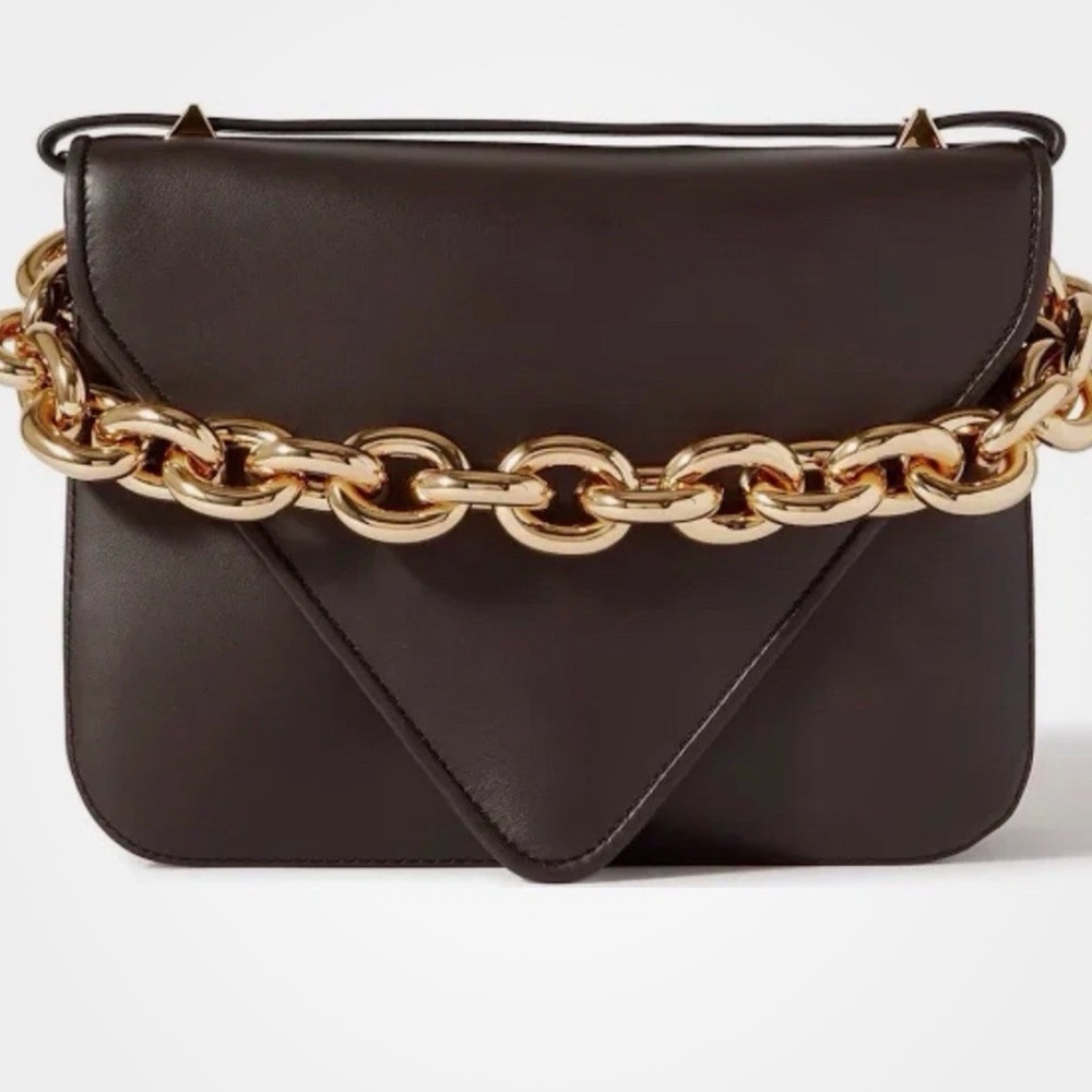 Bottega Veneta Dark Brown Bag with Gold Chain